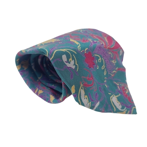 Milano | Men's Vintage Multicolored Floral Printed Silk Tie (One Size) - Picture 5 of 12